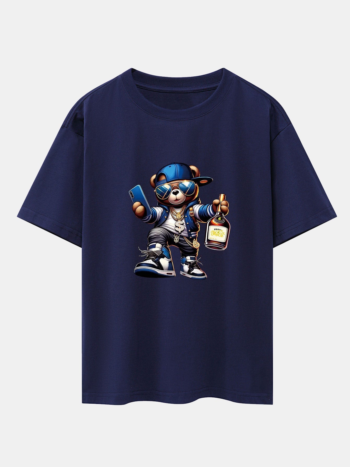 Melquíades® | Hip Hop Bear Print Drop Shoulder Oversize T-Shirt