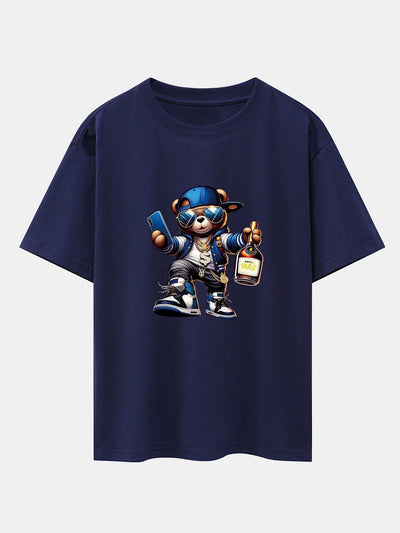 Melquíades® | Hip Hop Bear Print Drop Shoulder Oversize T-Shirt