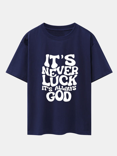 Dolores® | God Slogan Print Drop Shoulder Oversize T-Shirt