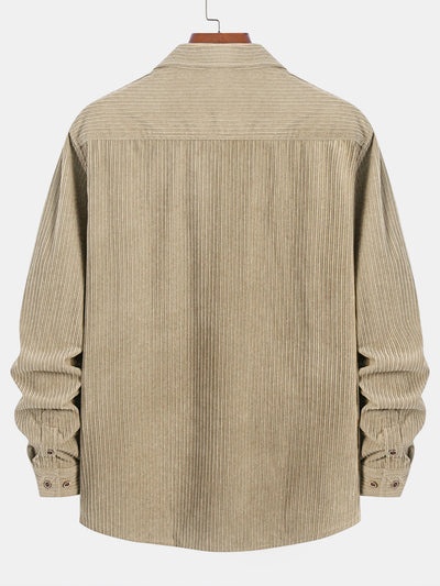 Kareem® | Long Sleeve Corduroy Pocket Button Up Shirt