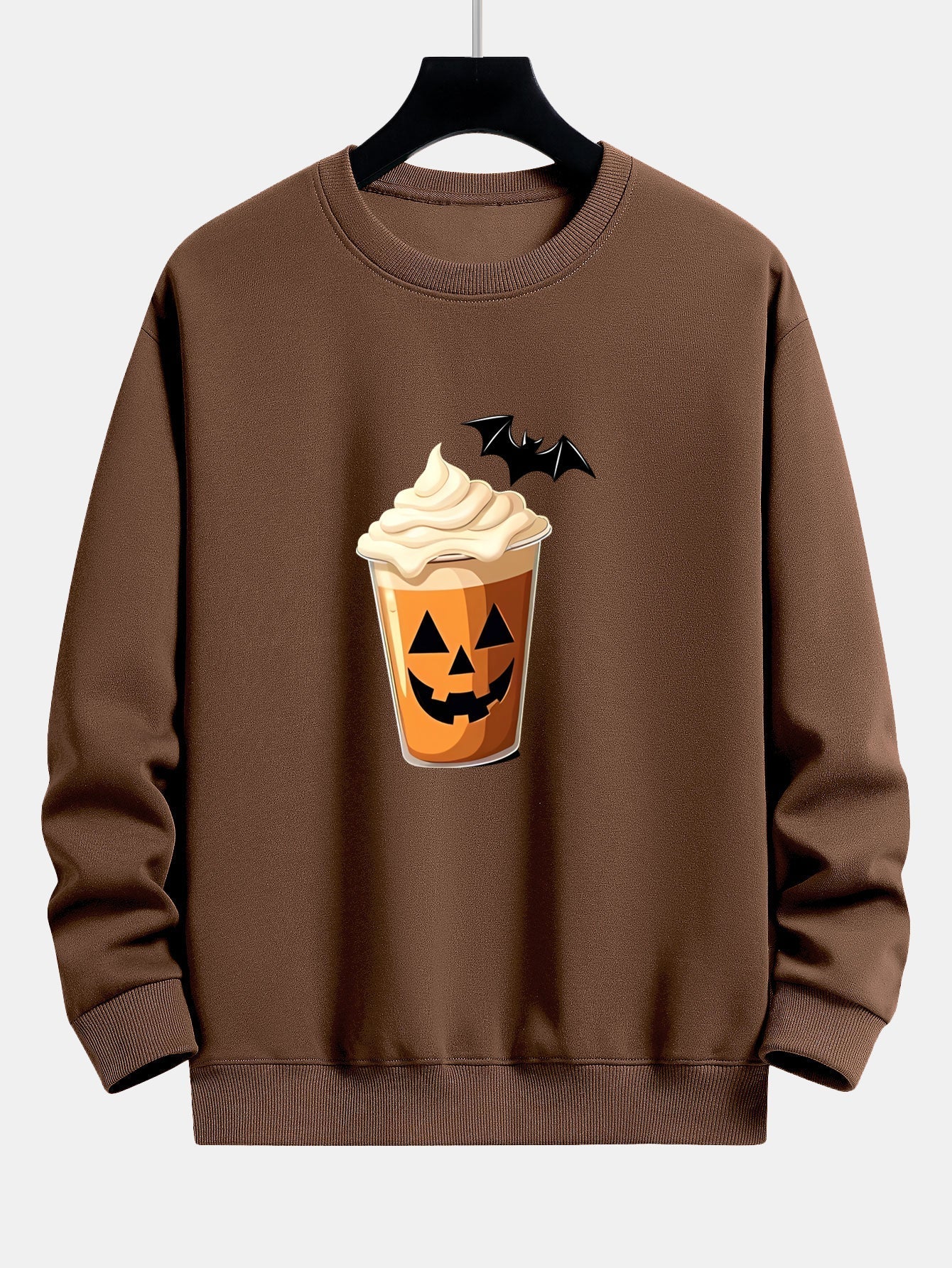 Celestino® | Halloween Pumpkin Drink Print Relax Fit Sweatshirt