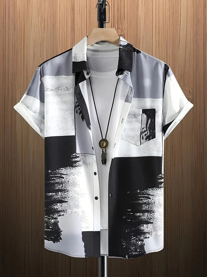 Fordham® | Short-Sleeved Men'S Shirt With A Buttoned Checked Pattern And Gradient Color