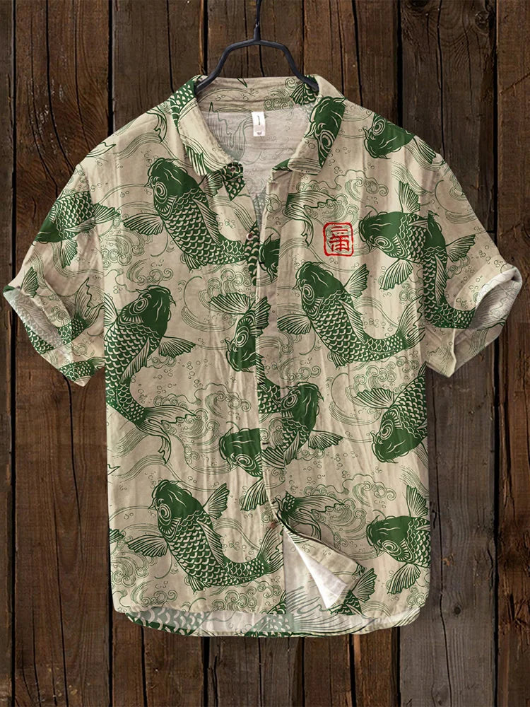 Bradley® | Vintage Fish Japanese Art Linen Blend Shirt