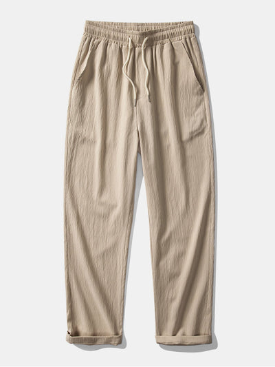 Jeremías® | Linen Rayon Blend Button Up Shirt & Wrinkle Textured Straight Leg Pants