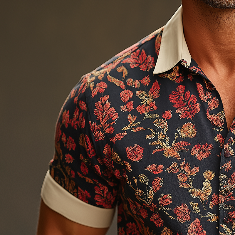Shane | Men'S Summer Fashion Printed Cotton Blended Short Sleeve Shirt