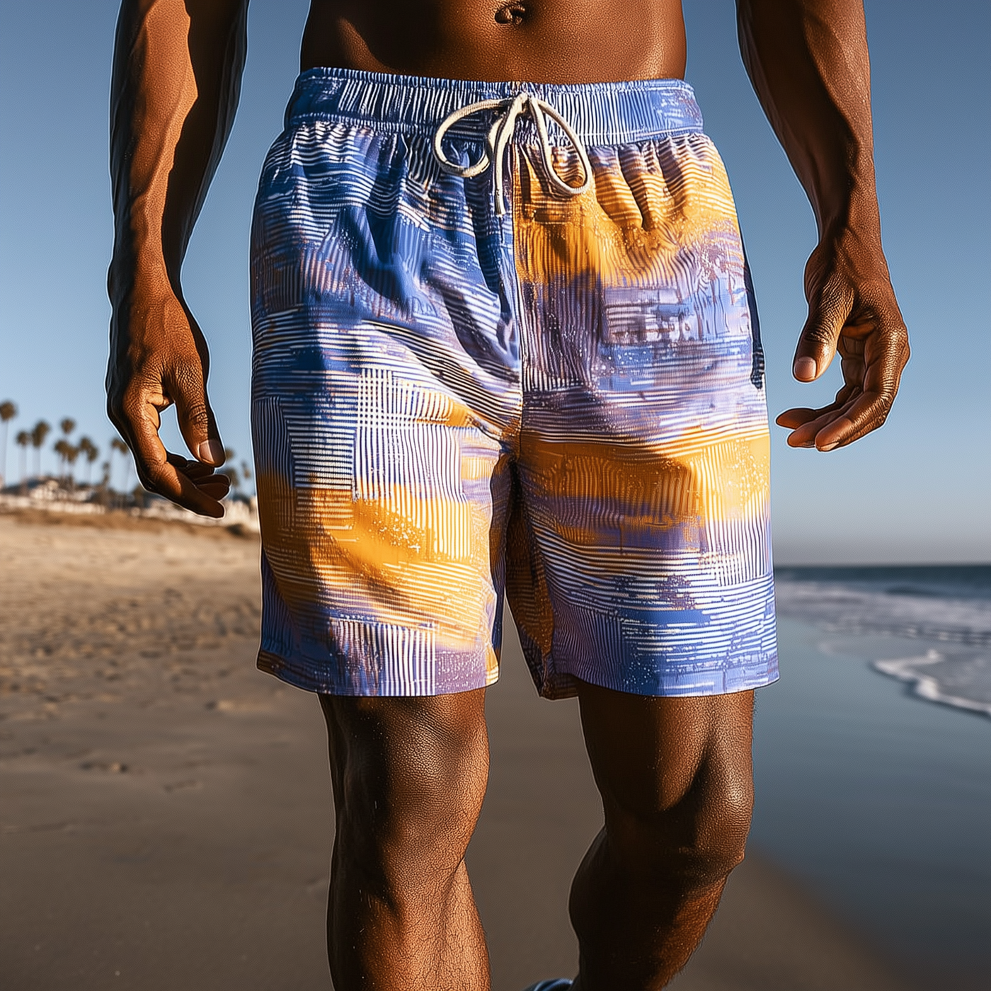 Terence | Men'S Summer Fashion Gradient Printed Cotton Blended Casual Shorts