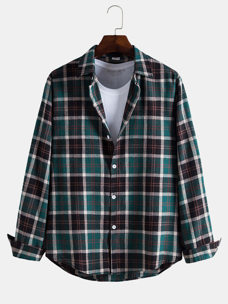 Arete® | Long Sleeve Plaid Button Through Shirt