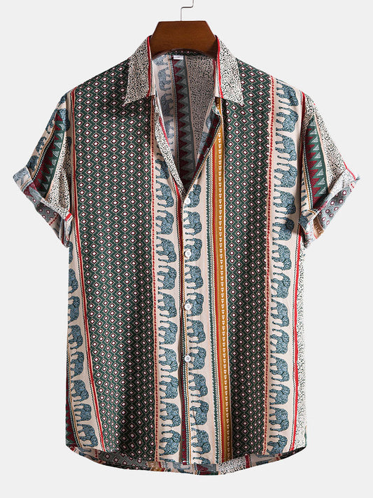 Yosef® | Elephant Geometric Print Shirt
