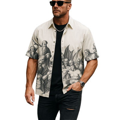 Ernie | Men'S Summer Fashion Printed Polyester Blended Short Sleeve Shirt