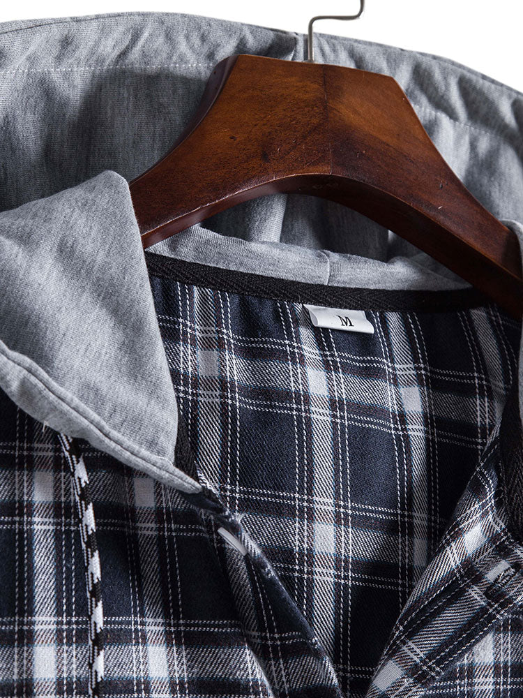 Algirdas® | Plaid Drawstring Hooded Shirt