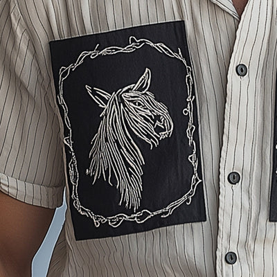 Marshall | Men'S Summer Fashion Plaid Embroidery Patchwork Short Sleeve Shirt