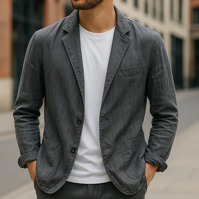 Tom | Men'S Vintage Casual Washed Linen Single Breasted Blazer