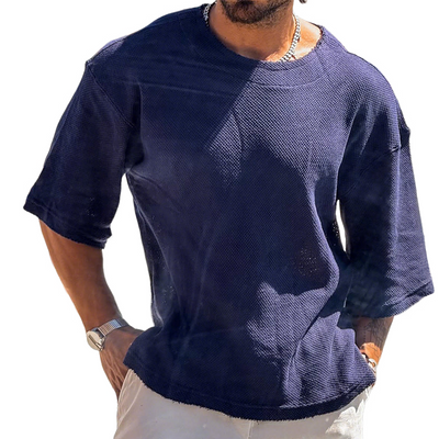 Bernard | Men'S Retro Casual Street Solid Color Loose Round Neck Short Sleeve T-Shirt