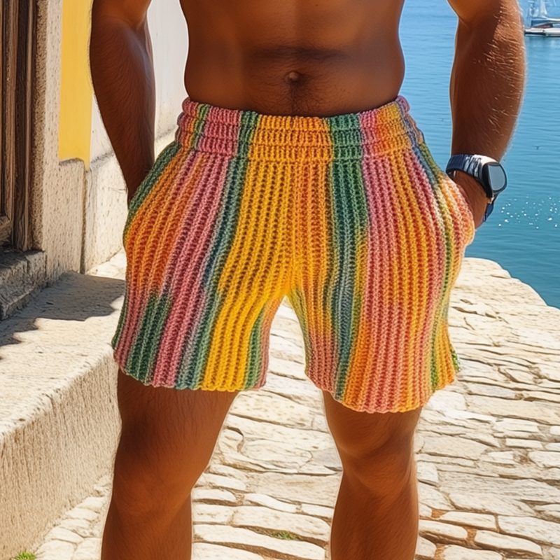 Lloyd | Men'S Spring And Summer Fashion Casual Rainbow Elastic Waist Knitted Shorts