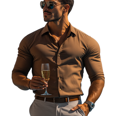 Rogelio | Men'S Basic Solid Color Cotton Blend Long Sleeve Shirt