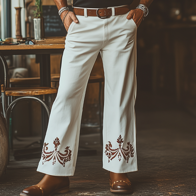 Orlando | Men'S Western Cowboy Style Embroidered Straight Pants