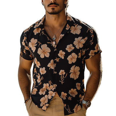 Leonardo | Men'S Summer Light Breathable Fashion Printed Linen Short-Sleeved Shirt