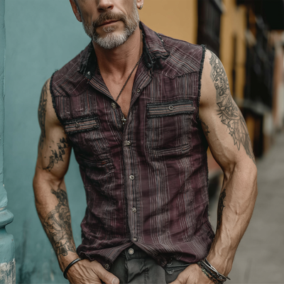 Cruz | Men'S Vintage Check Multi-Pocket Lapel Vest