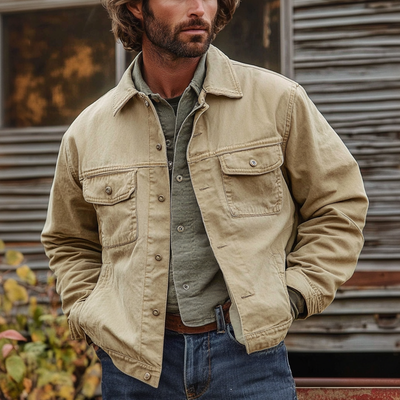 Amit® | Men's Cotton Lapel Casual Solid Color Work Jacket MTA3092I4X