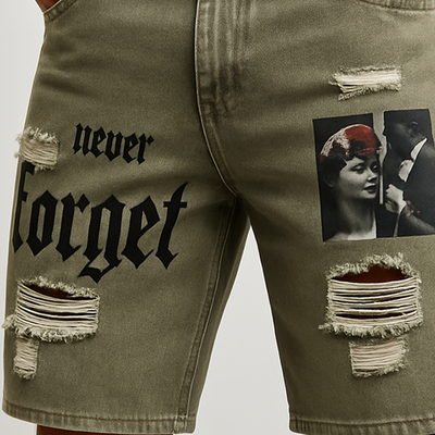 Kent | Men'S Summer Fashion Printed Ripped Denim Shorts