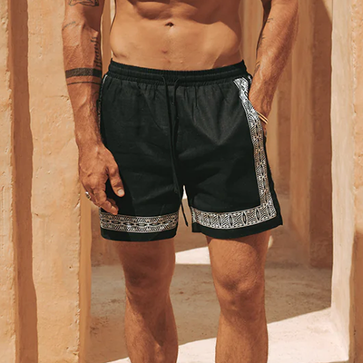 Melvin | Men'S Summer Casual Cotton And Linen Printed Elastic Waist Shorts
