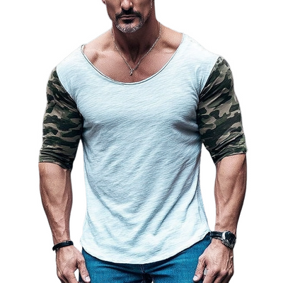 Raul | Men'S Casual Contrast Camouflage Round Neck Long Sleeve T-Shirt