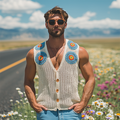 Lonnie | Men'S Summer Fashion Casual Hollow Crochet Flower Knitted Vest