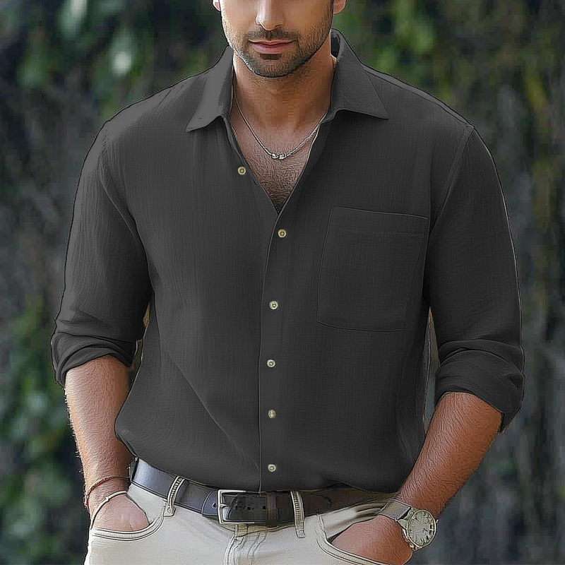 Jorge | Men'S Basic Solid Color Lapel Long Sleeve Shirt