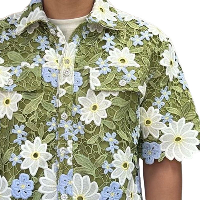 Marvin | Men'S Summer Fashion Embroidered Floral Hollow Sleeve Shirt