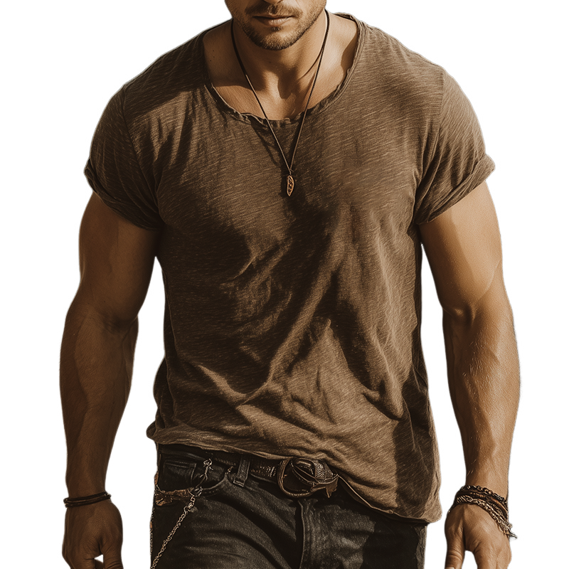 Earl | Men'S Retro Casual Cotton Round Neck Short Sleeve T-Shirt