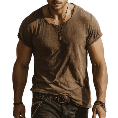 Earl | Men'S Retro Casual Cotton Round Neck Short Sleeve T-Shirt