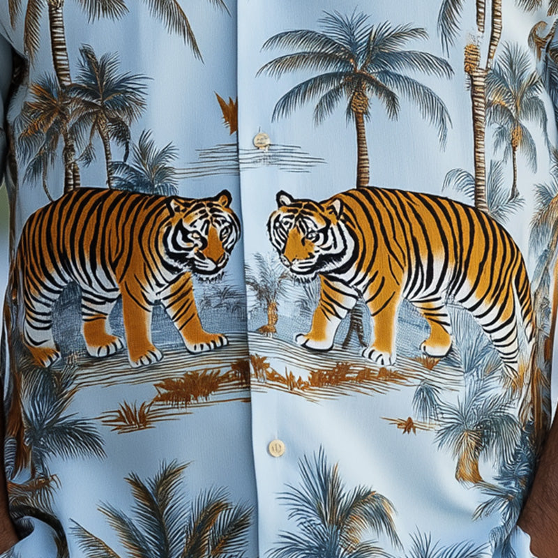 Levi | Men'S Summer Fashion Printed Satin Short Sleeve Shirt