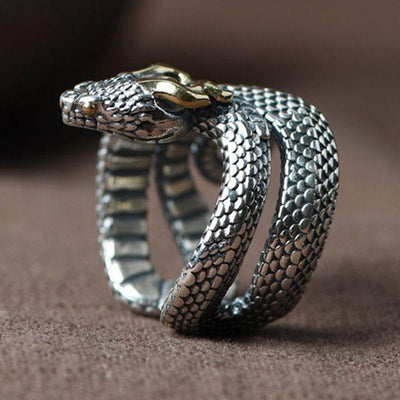 Manuel | Men'S Vintage S925 Silver Python Adjustable Ring