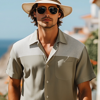 Jon | Men'S Spring And Summer Fashion Casual Lyocell Tweed Short Sleeve Shirt