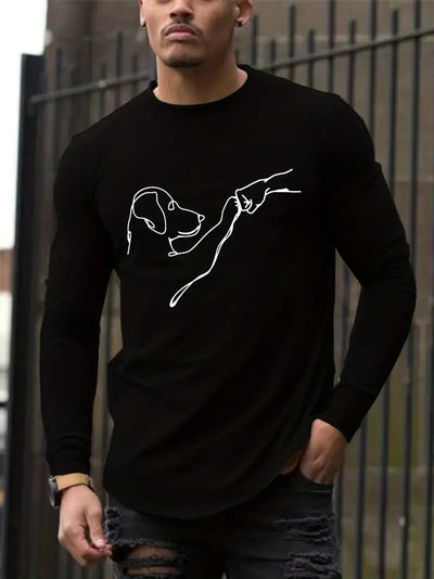 Laquan® | Simple T-Shirt With Dog Print For Men