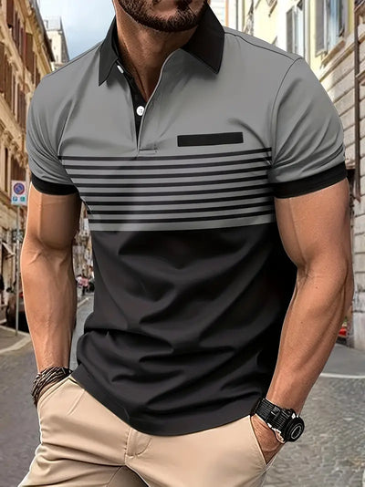 Dale® | Striped Casual Color Block Short Sleeve Shirt