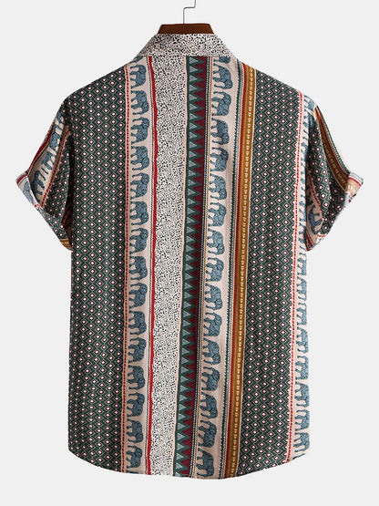 Yosef® | Elephant Geometric Print Shirt