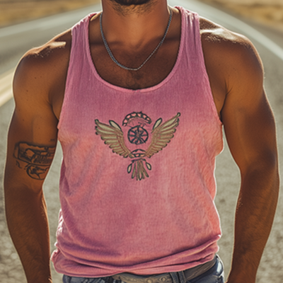 Men's Classic Casal American Retro Embroiderednit Striped Tank p