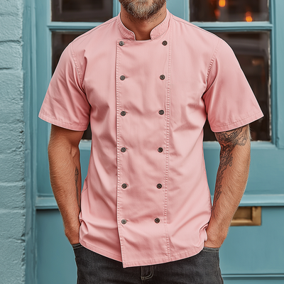 Adrian | Men'S Retro Casual Cotton Washed Stand Collar Short Sleeve Shirt