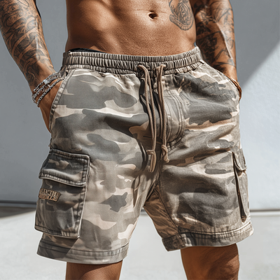Liam | Men'S Summer Camouflage Elastic Lace-Up Cargo Shorts