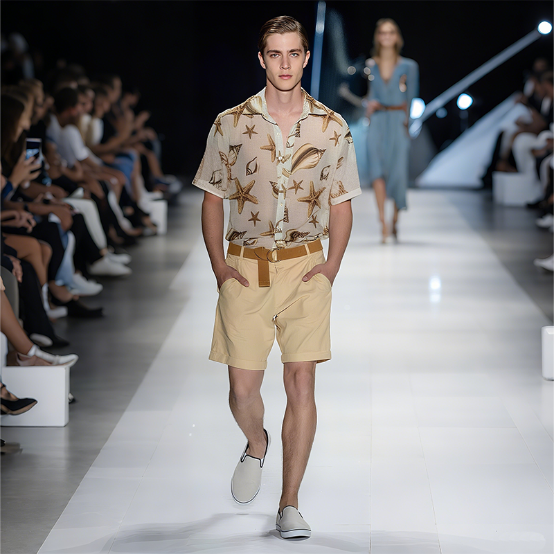 Jeff | Men'S Spring And Summer Fashion Casual Slightly Transparent Cool Chiffon Printed Short-Sleeved Shirt