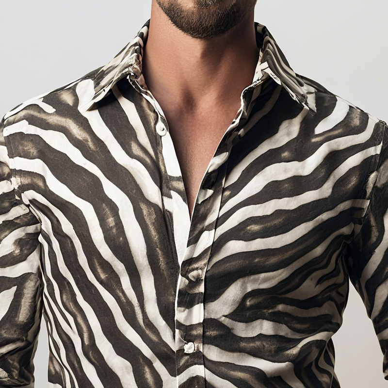 Joseph | Men'S Zebra Print Lapel Long Sleeve Shirt