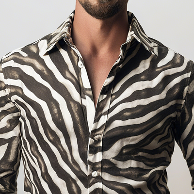 Joseph | Men'S Zebra Print Lapel Long Sleeve Shirt