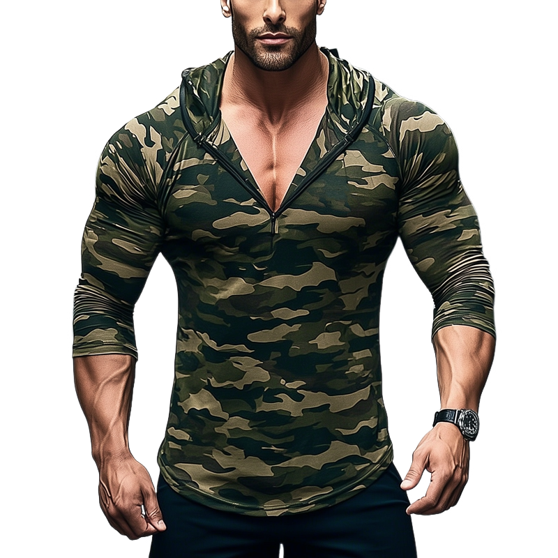 Aldo | Men'S Camouflage Print Outdoor Long Sleeve Hoodie