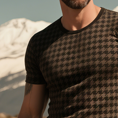 Eugene | Men'S Retro Casual Houndstooth Printed Round Neck Short Sleeve T-Shirt