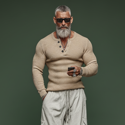 Men's Classic Casal gh Style Henley Collar SliFit Sweater