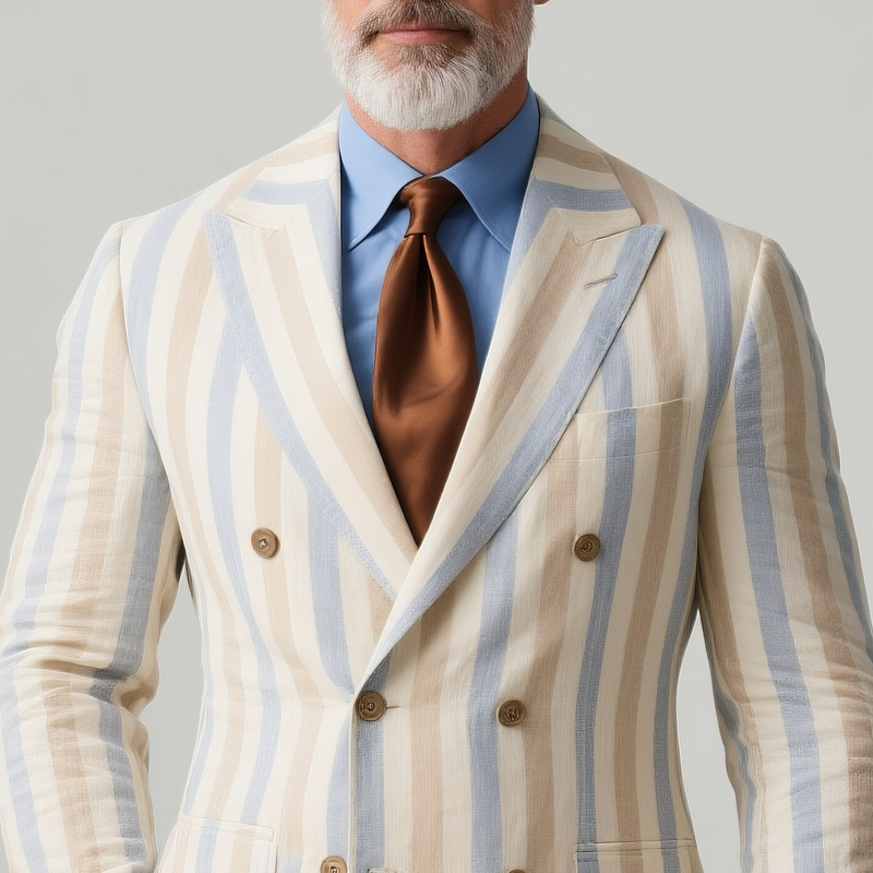 Tom | Men'S Striped Peak Lapel Double Breasted Casual Blazer