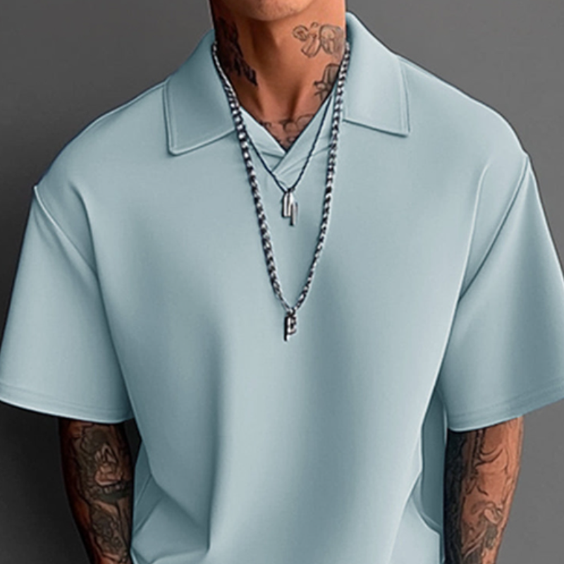 Fidel | Men'S Casual Cotton Blended Lapel Loose Short Sleeve Polo Shirt Straight Trousers Set