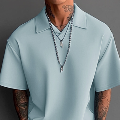 Fidel | Men'S Casual Cotton Blended Lapel Loose Short Sleeve Polo Shirt Straight Trousers Set