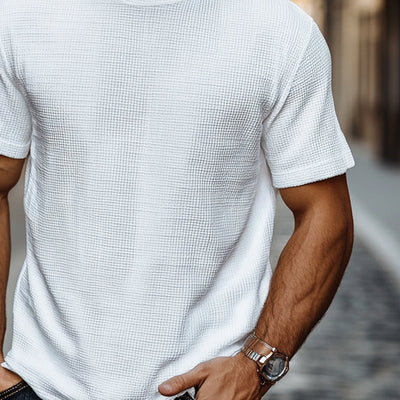 Howard | Men'S Solid Color Waffle Round Neck Short Sleeve T-Shirt